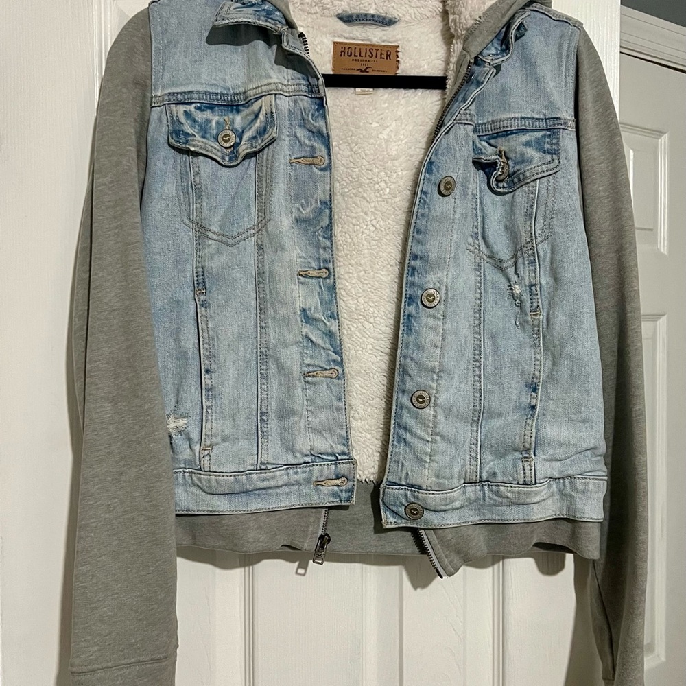 Hollister Blue Denim Jacket with White Lining